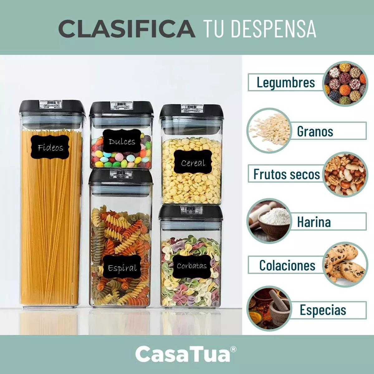 🥗 Set de 7 Contenedores Herméticos para Alimentos – Organización Total en tu Cocina