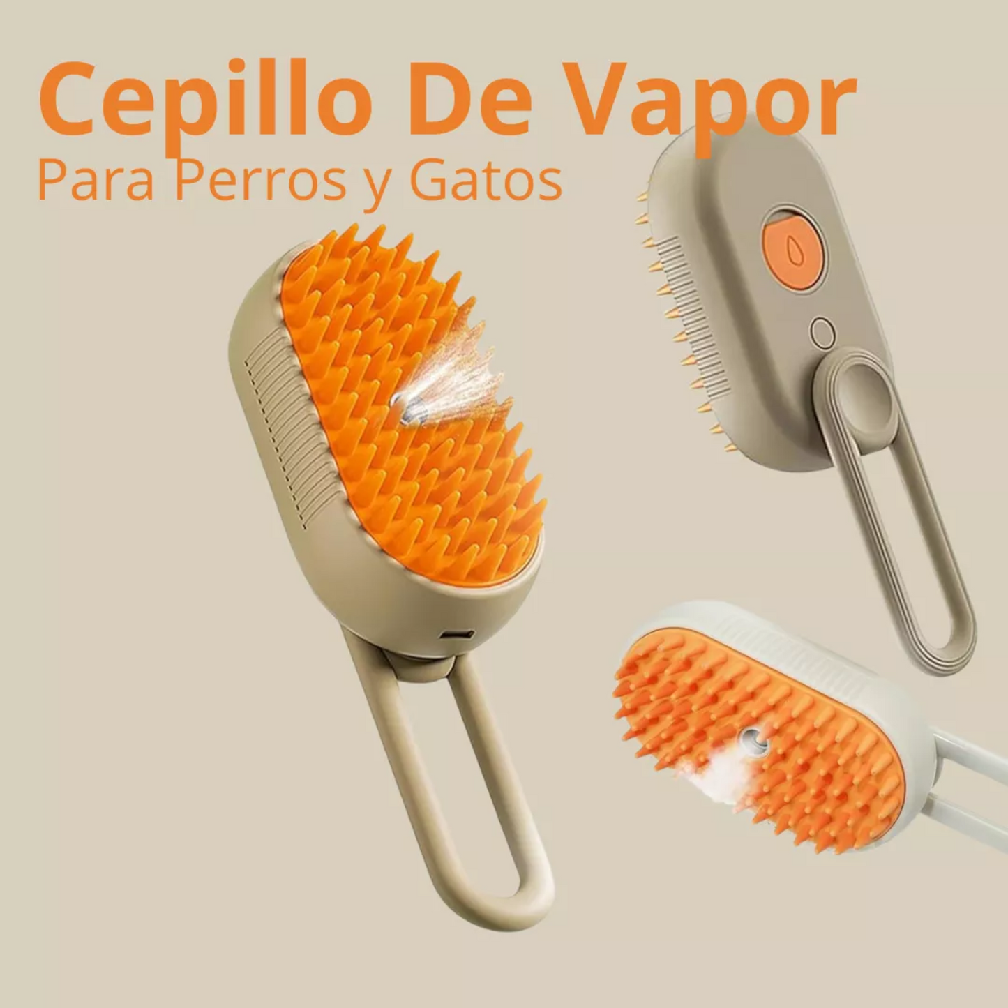 🐾 Cepillo Para Mascotas a Vapor Recargable – 3 en 1 Limpieza, Masaje y Aseo