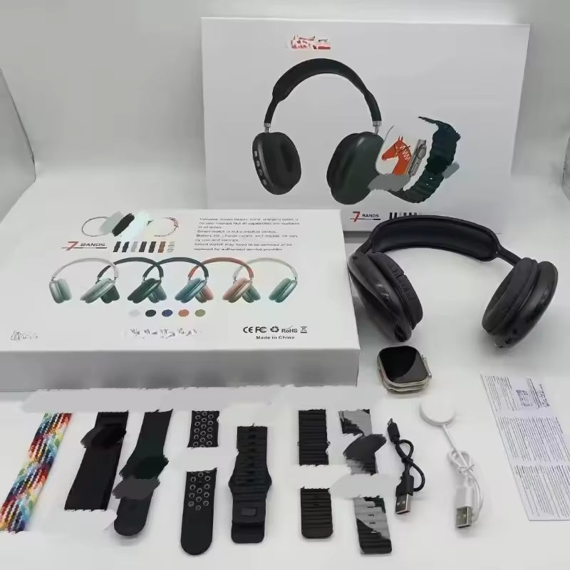 🎧⌚ Combo Audífonos P9 Ultra2 + Smartwatch BIG 2.20” con 7 Correas